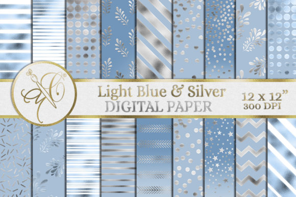 Download Light Blue and Silver Digital Paper - Silver digital paper Collection