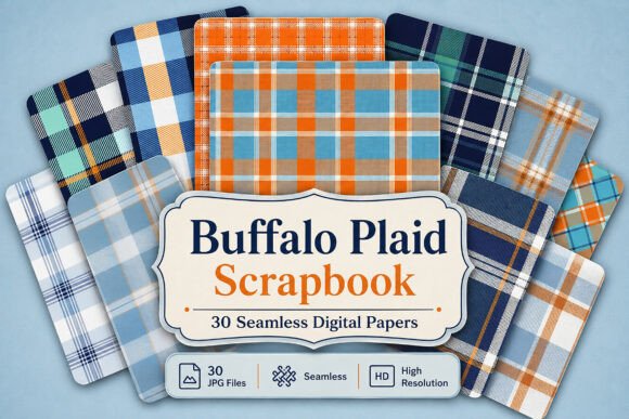 Download Buffalo Plaid Digital Scrapbook Paper - Scrapbook paper Collection