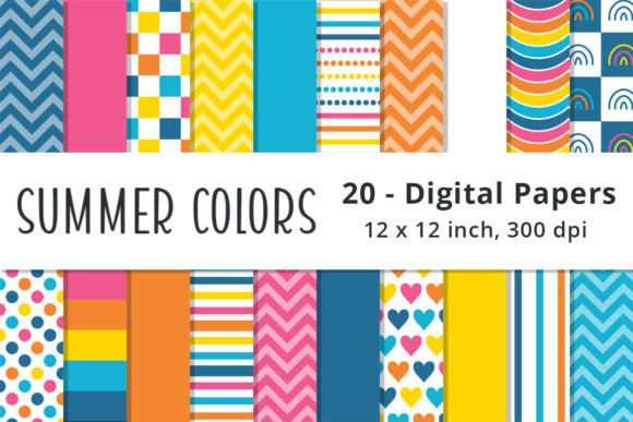 Download Summer Colors Digital Scrapbook Paper - Scrapbook paper Collection
