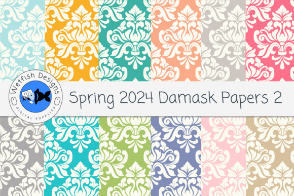 Download Spring Damask Digital Scrapbook Paper - Scrapbook paper Collection