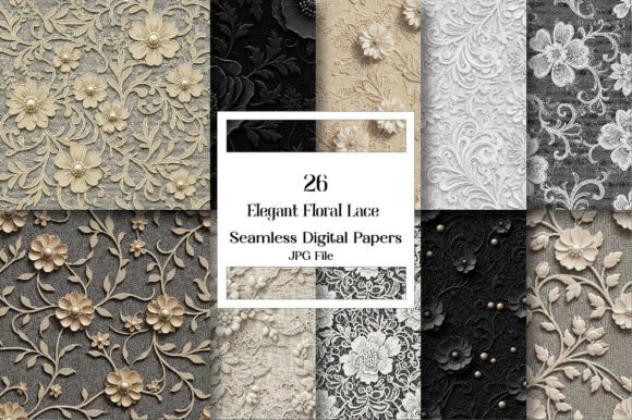 Download Seamless Elegant Floral Lace Patterns - Patterns Collection
