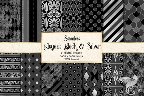 Download Elegant Black and Silver Digital Paper - Silver digital paper Collection