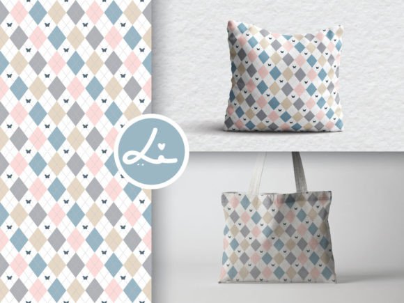 Download Spring Pastel Argyle Plaid Butterfly - Premium Bundle