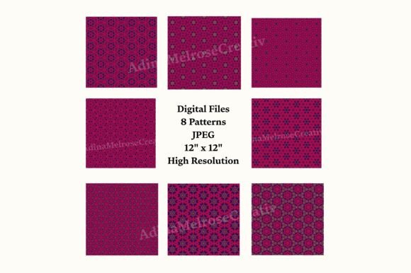 Download 8 Luxury Plum &amp; Gold Mandala Patterns - Patterns Collection