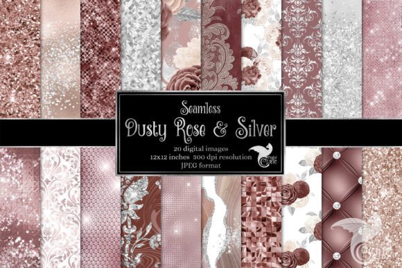Download Dusty Rose and Silver Digital Paper - Silver digital paper Collection