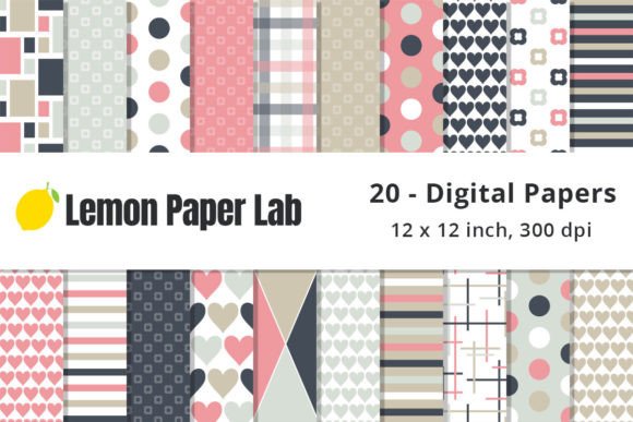 Download Pink and Navy Digital Scrapbook Paper - Scrapbook paper Collection