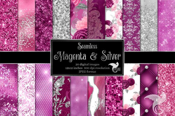 Download Magenta and Silver Digital Paper - Silver digital paper Collection