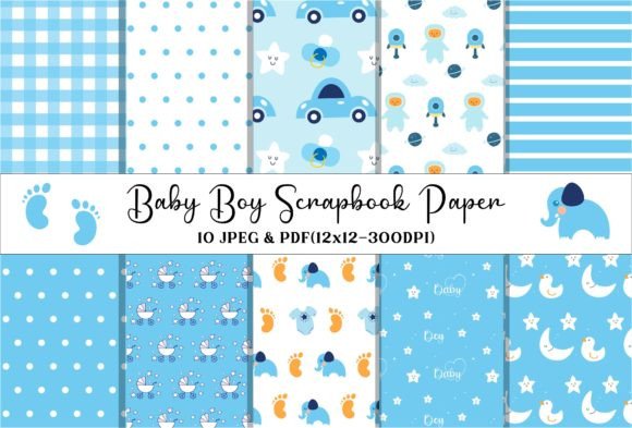 Download Baby Boy Digital Scrapbook Paper- 12x12 - Scrapbook paper Collection